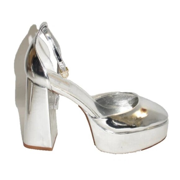 Larroude Silver Platform Shoes - Picture 2 of 8